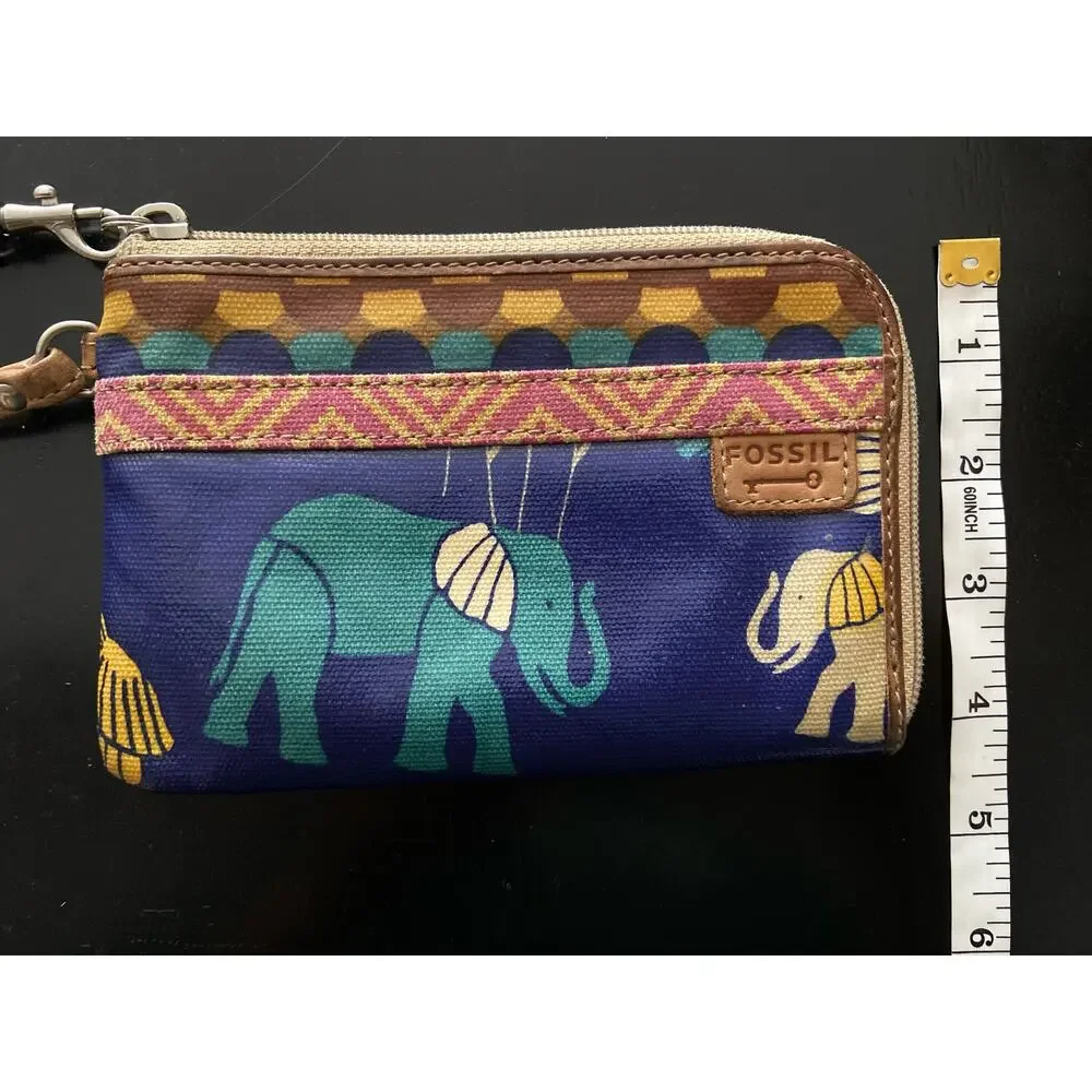 FOSSIL Key-Per Colorful Wristlet w/Leather Trim